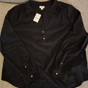 J. Crew Men’s Black Long-Sleeve Henley Dress Shirt